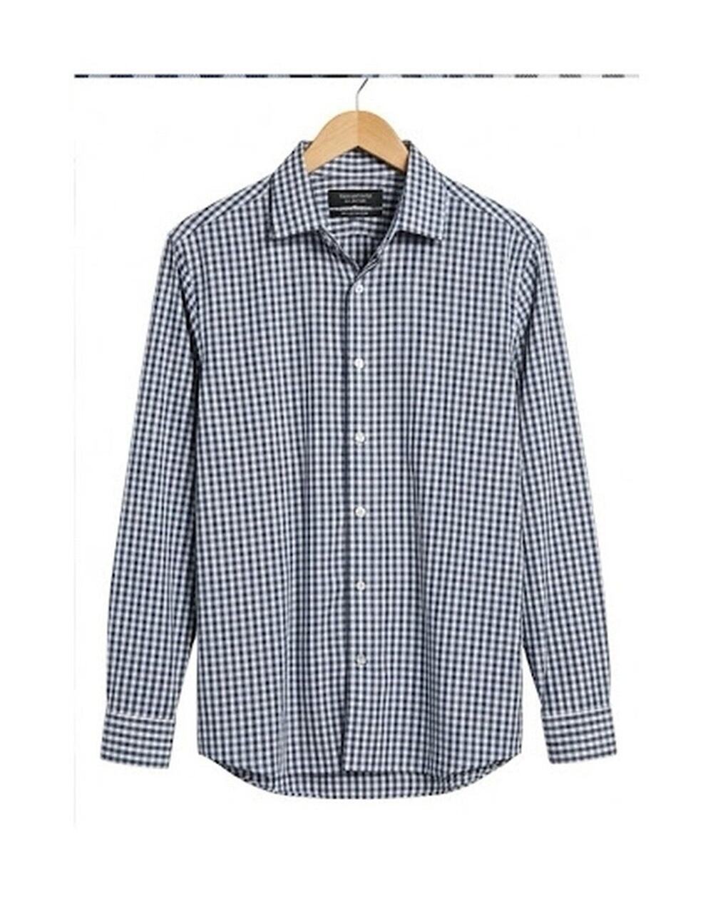 Nordstrom Men’s Dress Shirt 17.5 36/37 Extra Trim Fit Blue Check Wrinkle Free